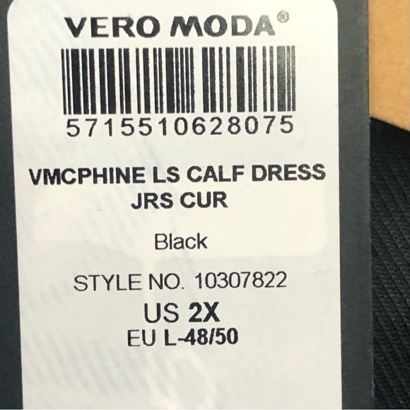 Vero Moda Curve long black dress tencel modal long sleeved crew neck 2X - Picture 14 of 14